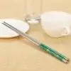 Silver Прочный и удобный 1 пара длина белый цветочный узор нержавеющая сталь Палочки для еды Пара L513 - Цвет: Silver