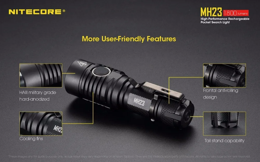 NITECORE MH23 USB Перезаряжаемый фонарик CREE XHP35 HD max 1800 люмен 7 режимов работы тактический фонарь для поиска и спасательный маяк