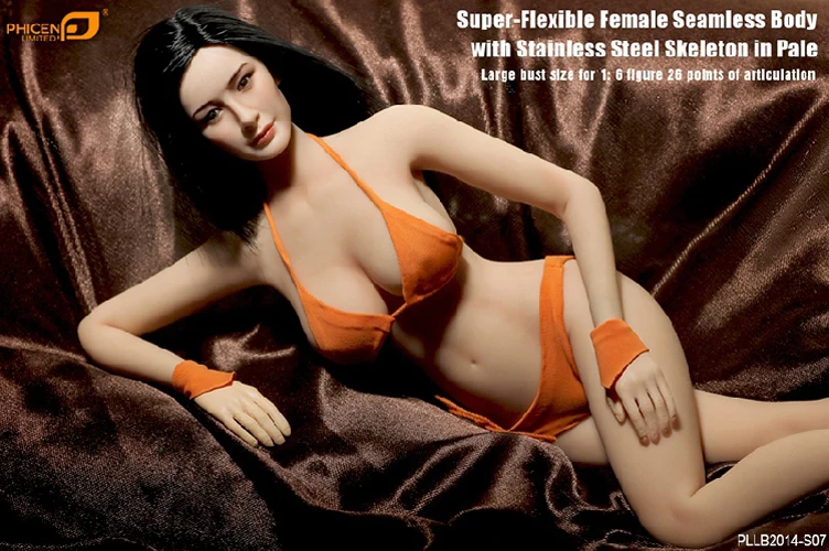 

1/6 figure/Super-Flexible Female Seamless Body with Stainless Steel Skeleton in Pale/big bust size Ph PLLB2014-S07 include Head