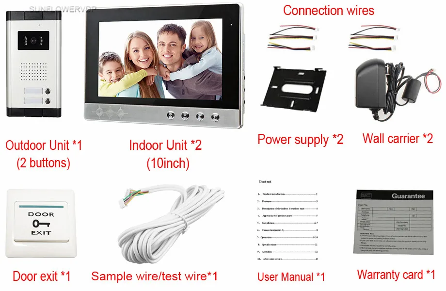 SUNFLOWERVDP 2 цвета мониторы 10 &quotвидеотелефон 700 линий CCD HD камера Дверной телефон для
