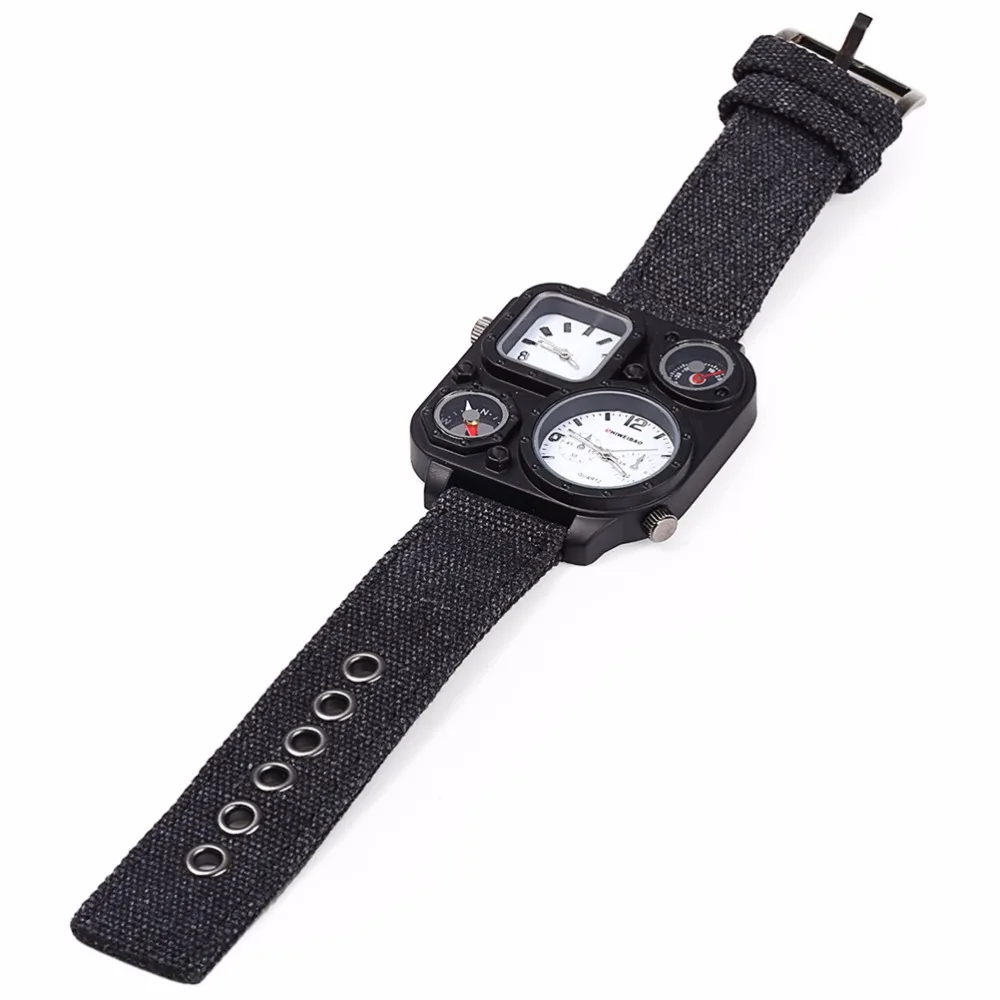 SHIWEIBAO J1169 Men's Dual-Movement Compass Sports Watch with Big Dial and Canvas Strap image 6