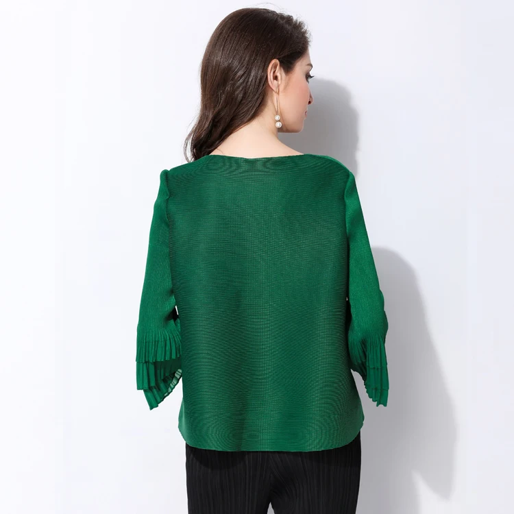 Changpleat 2018 Весна Лето блудниц футболка miyak плиссированные Дизайн 3/4 с круглым