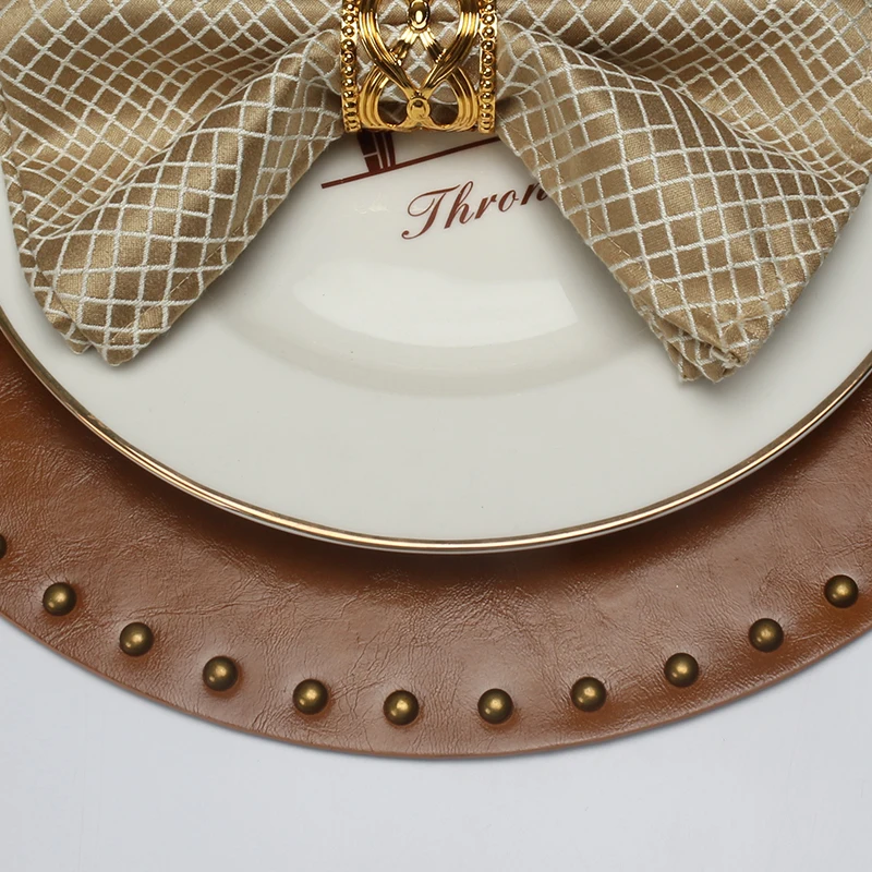 Round Kitchen Table Mat PU Leather Place Drink Coaster Insulation Pad Mats for Dining Placemat Diameter 38CM | Дом и сад
