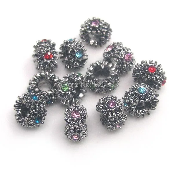 Бесплатная доставка 20 шт./лот 12 мм античный посеребренный сплав Кристалл Стразы