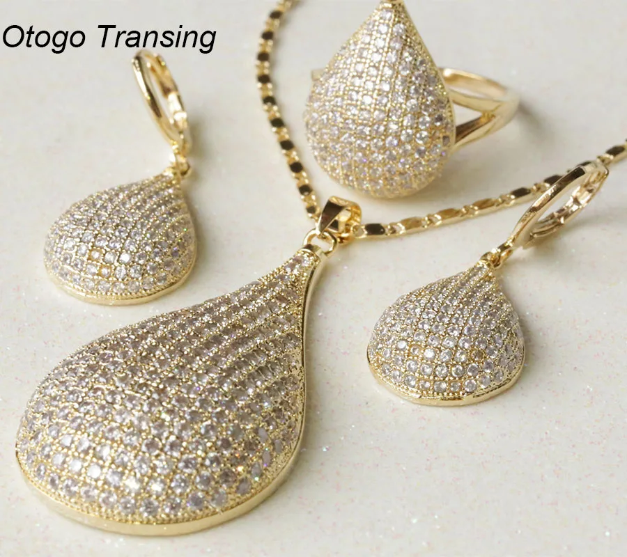 Ожерелье/серьги/кольца с белым цирконием S0175 | Украшения и аксессуары