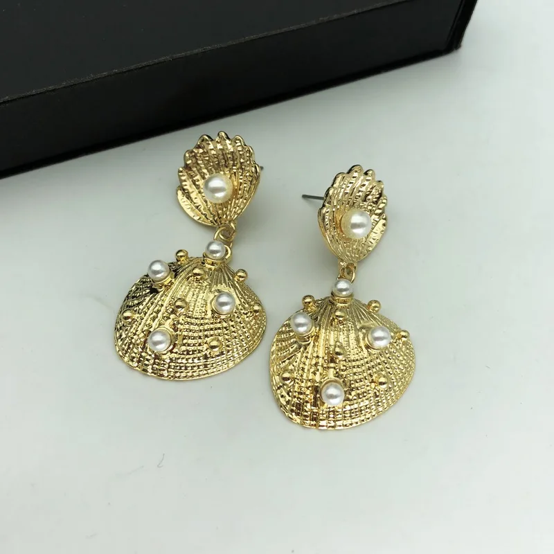 TOTASALLY серьга раковина модные сплавные серьги с имитацией жемчуга в виде ракушек