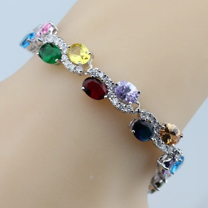 Мэнни 4 шт набор ювелирных изделий серебряный цвет очаровательные разноцветные