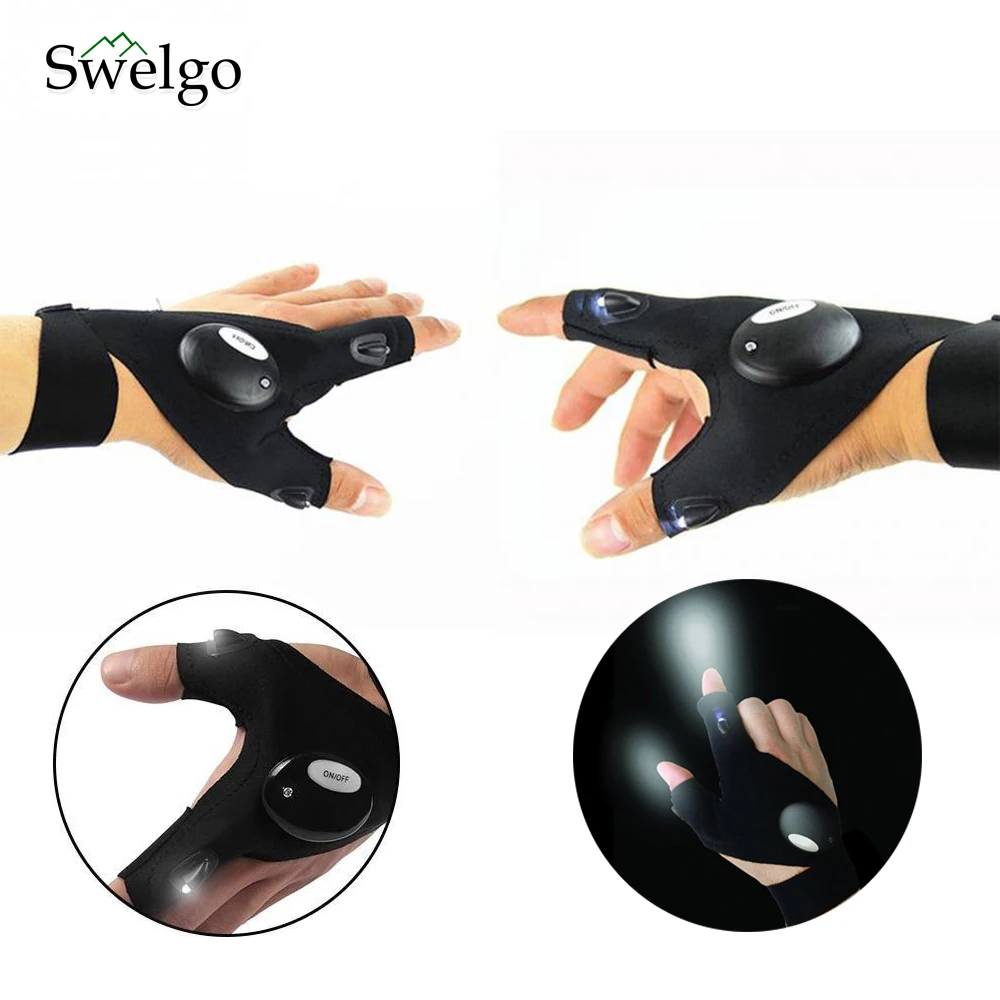 Уличный велосипедный ремешок для рыбалки перчатки без пальцев светодиодный