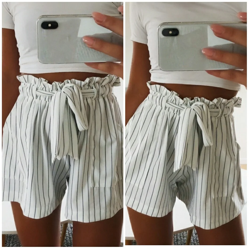 Модные свободные шорты с высокой талией для женщин летние повседневные панелями