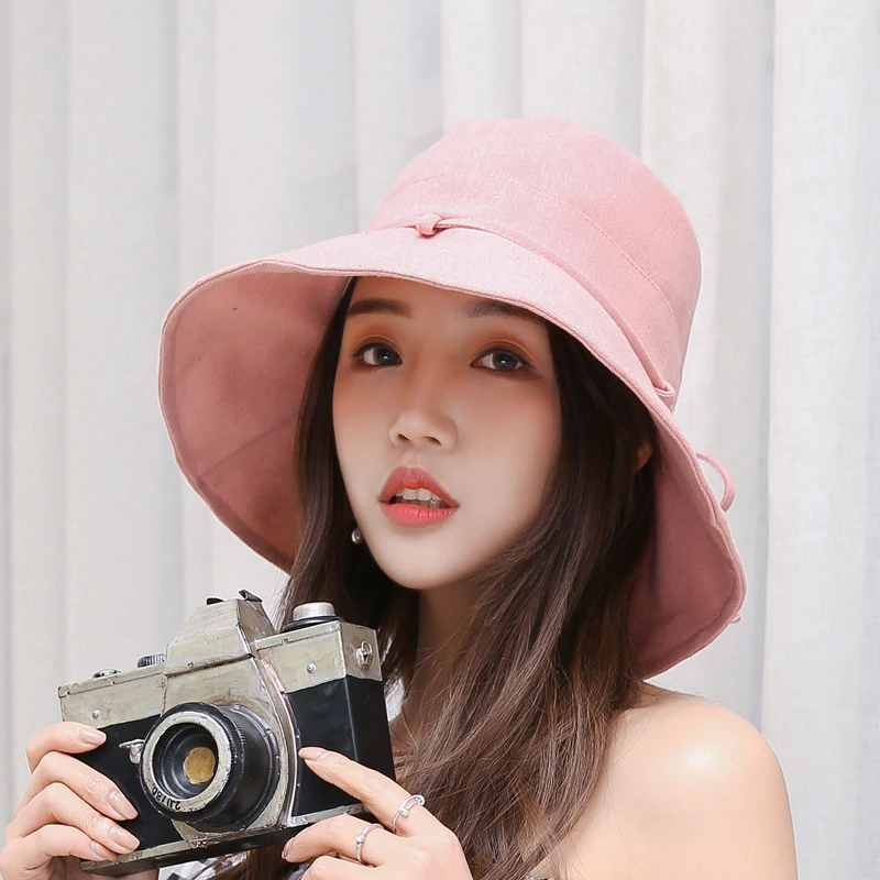Весенне летняя женская шляпа ведро тканевая хлопковая Складная пляжная шляпка