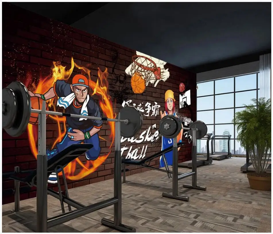 WDBH пользовательские фото 3d обои мультфильм Баскетбол кирпичная стена гостиная