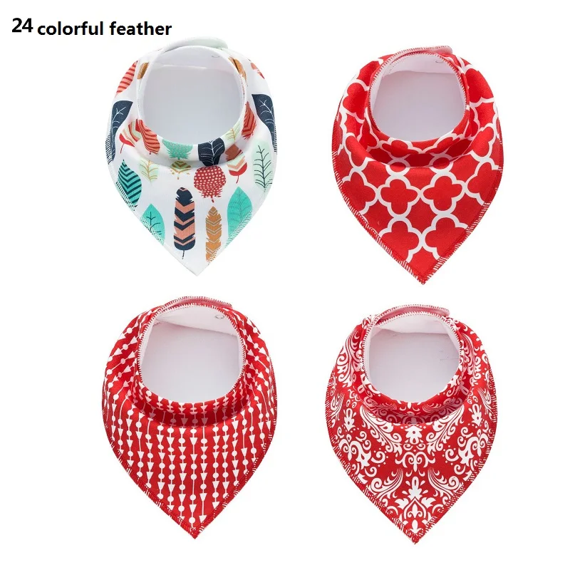 24colorfulfeather 4 шт./лот детские слюнявчики бандана хлопок мультфильм слюнявчик полотенце для мальчиков и девочек новорожденных Babadores Para Bebe TS65-1 - Цвет: 24colorfulfeather