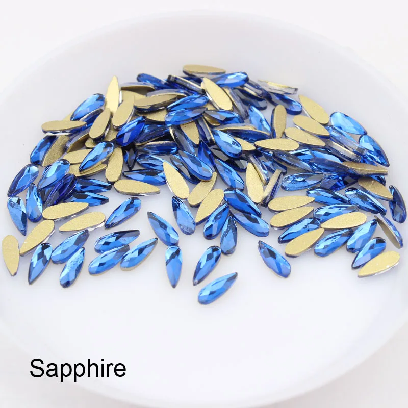 Sapphire Горячая Распродажа маленькая капля 2x6 мм ногтей Стразы 26 цветов нарядное с украшением в виде кристаллов со стразами 30/100 шт./пакет для 3D для художественного оформления ногтей - Цвет: Sapphire