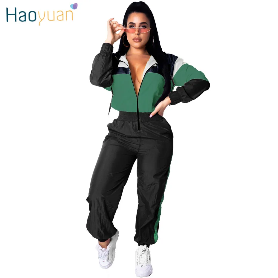 HAOYUAN, цветной комбинезон, женский комбинезон, новинка, повседневный комбинезон с длинным рукавом на молнии спереди, уличная одежда, сексуальный цельный комбинезон