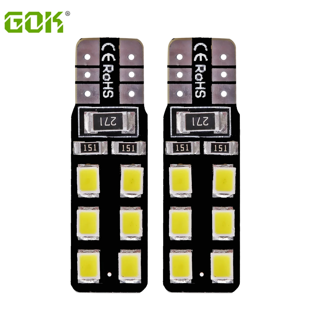 

10Pcs/lot White CANBUS T10 LED 12smd 2835 led W5W No Error Car 12V Car Light Source wedge car stlying Signal Light