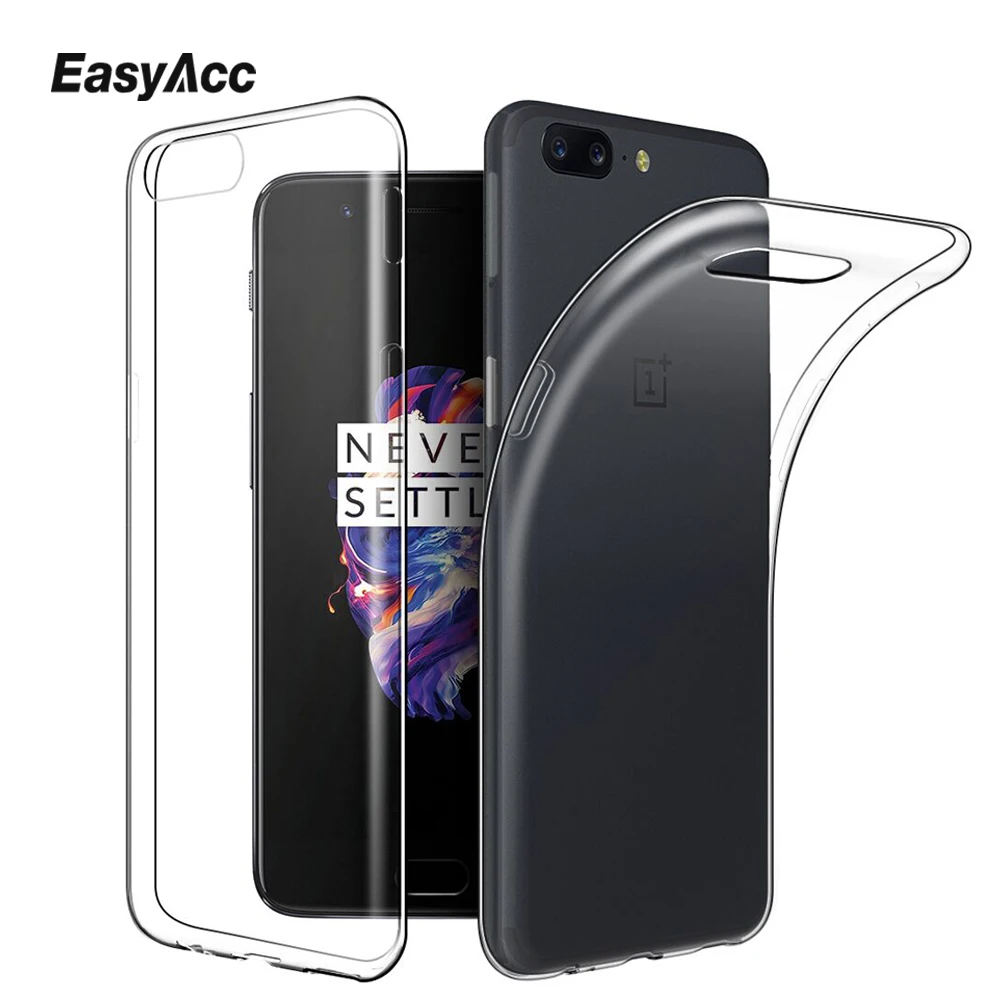 Для Oneplus 5 в случае мягкого ТПУ Crystal Clear тонкий Нескользящие прозрачный задняя