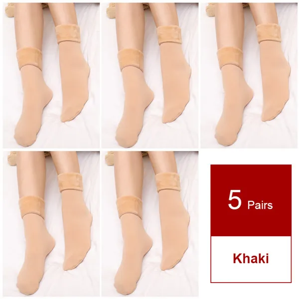 5 Pairs of Socks KingDeng теплые длинные плюшевые зимние женские носки простые цвета хаки, черный Harajuku простой Муми-Тролль японский стиль модный дизайн - Цвет: 5 Pairs of Socks