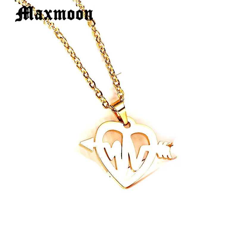 Maxmoon Collier Femme ожерелье с кулоном в виде сердца и стрелы для влюбленных ювелирные