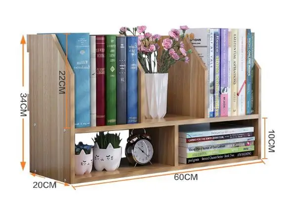 60*20*34 см твердый деревянный книжный шкаф портативная настольная книжная полка Современная Офисная Книжная Полка - Цвет: light Walnut
