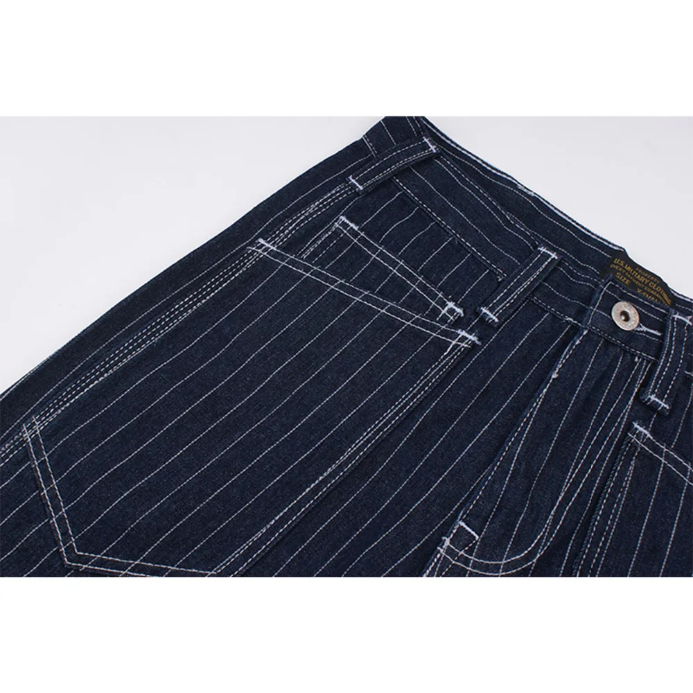 Осень зима винтажные мужские джинсы в полоску свободные брюки карго уличная