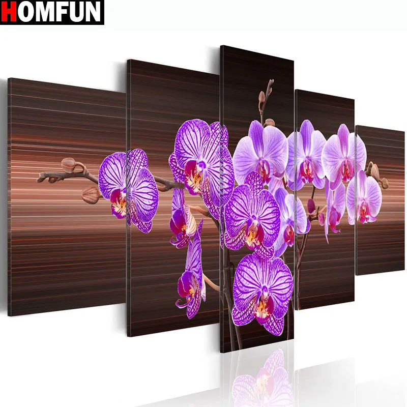 

HOMFUN 5pcs Full Square/Round Drill 5D DIY Diamond Painting "flower" Multi-picture Combination Embroidery 5D Decor A14779