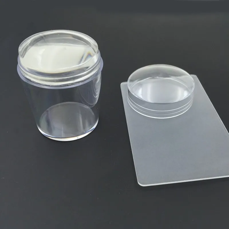

1 Set 4cm Pure Clear Jelly Nail Art Stamper Scraper Set Silicone Marshmallow Nail Stamper Template Tools For Nails Salon NS03223