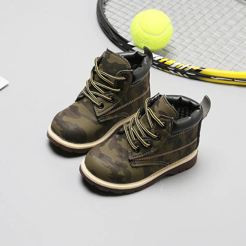 Новинка 3 цвета Детские камуфляжные водонепроницаемые ботинки для мальчиков и
