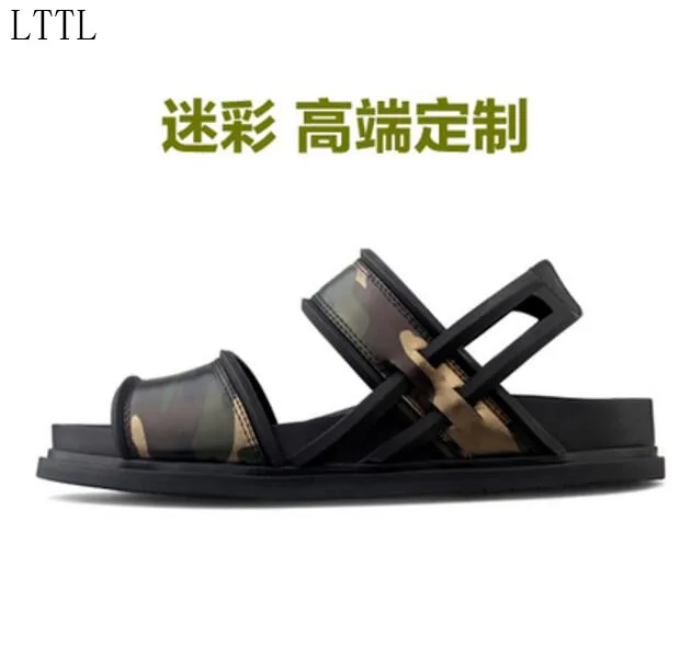 2017 LTTL летние мужчины плоским пятки сандалии лодыжки ремень камуфляж мужские