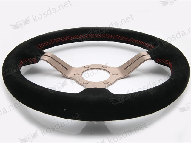 Suede gumetal spoke Италия ND 330 мм авто гоночный глубокий кукурузный руль/классическое Дрифтинг замша рулевое колесо с кожаной оплеткой черный спиц красный Stitchi - Цвет: Suede gumetal spoke