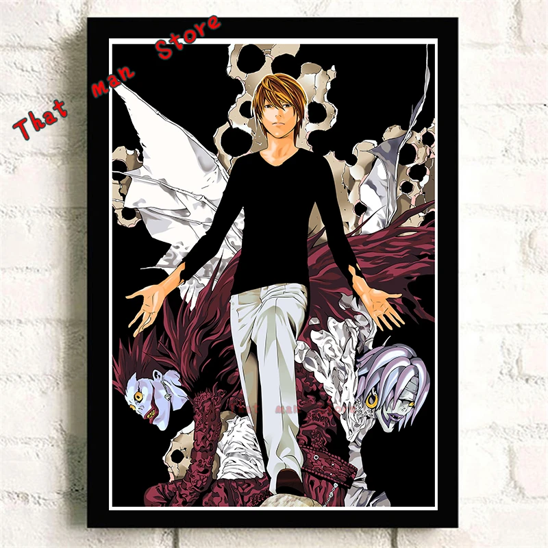 DEATH NOTE мультфильм анимация комиксы высокой четкости печати Плакат кафе украшения ребенок подарок на день рождения картины без рамки - Цвет: Серый