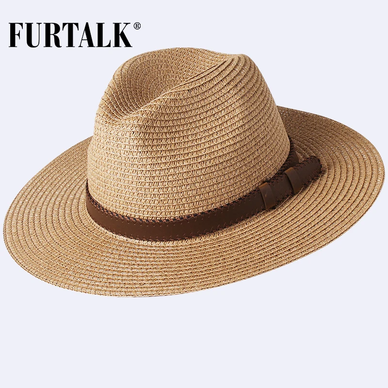 Шляпа FURTALK Соломенная женская/Мужская Панама для пляжа солнцезащитная Кепка