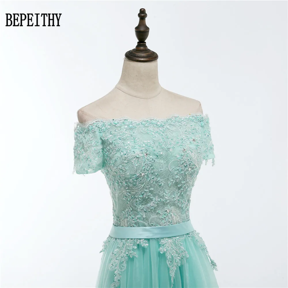 BEPEITHY Robe De Soiree бисерное кружевное ТРАПЕЦИЕВИДНОЕ Мятное зеленое Тюлевое Длинное Элегантное Вечернее платье платья для выпускного вечера