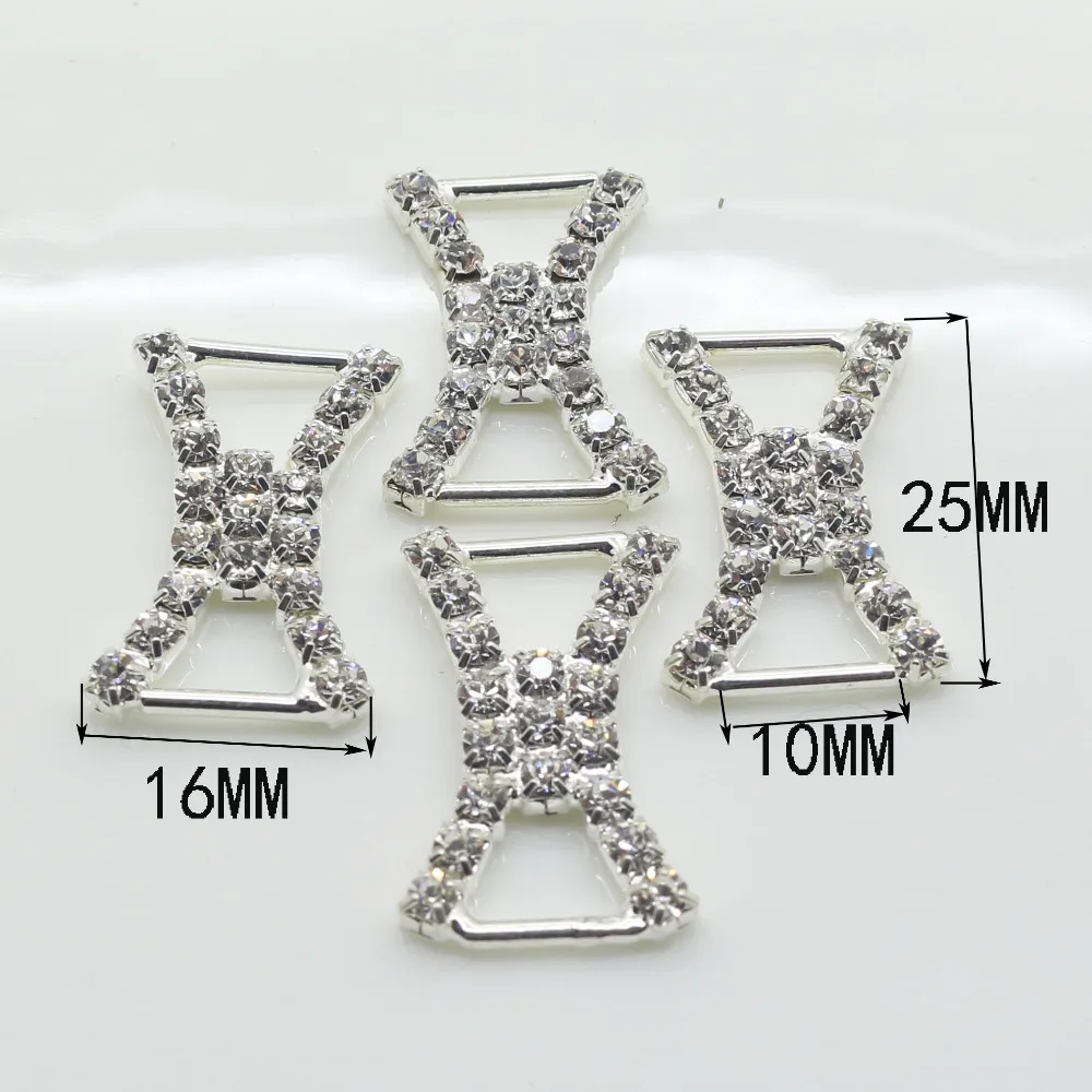 10 шт. 25*16 мм блестящие стразы пряжки Свадебные украшения Алмазная Лента слайдер DIY