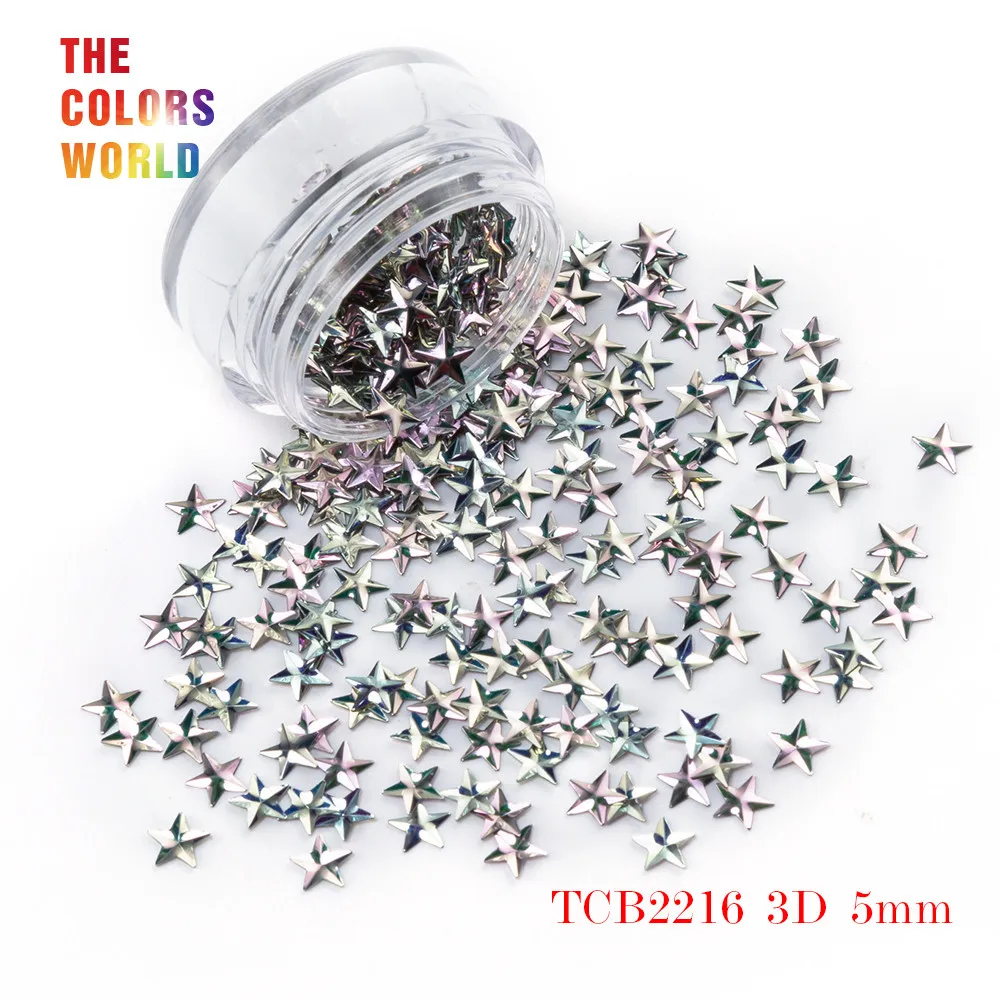 TCT-046, 3D эффект, 5 мм, форма звезды, 12 цветов, набор блесков для ногтей, блестки для ногтей, художественное оформление, макияж, Facepaint и DIY