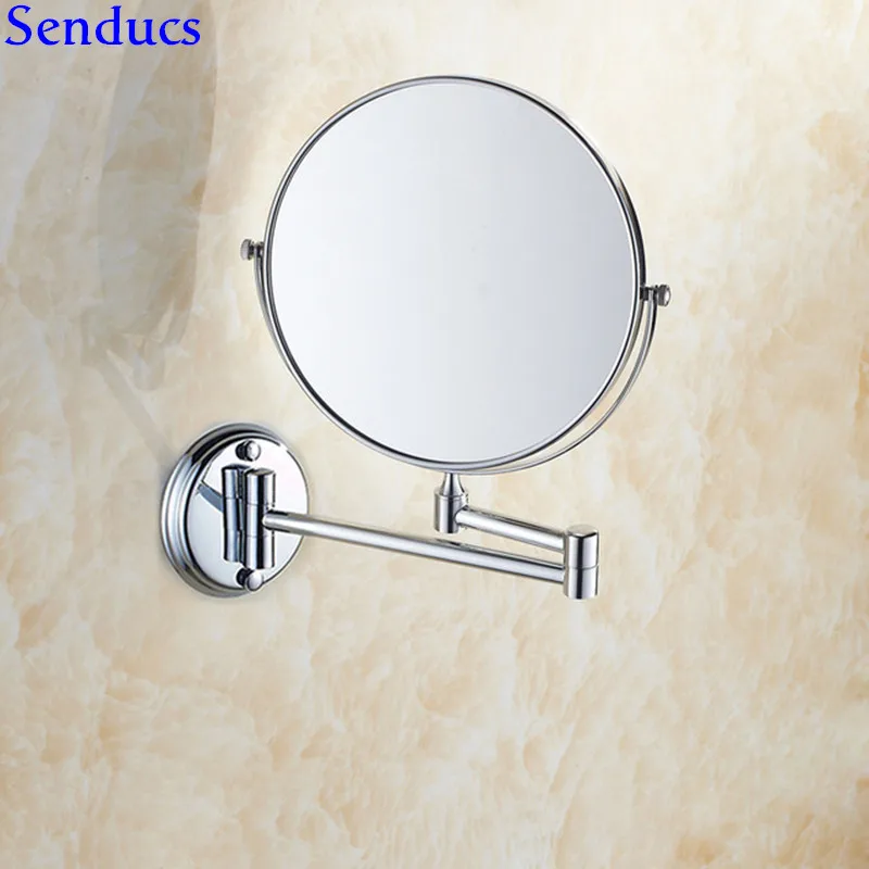 

Senducs Brass Bathroom Mirror With 8 Inch Fold Bath Mirrors Wall Mounted Round Bathroom Mirror By 3x Magnification Bath Mirrors