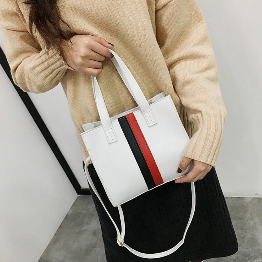 2018 Woman Tote Casual Bags Crossbody Bag Stripe Leather Handbag Shoulder handbags women famous brands bags | Багаж и сумки