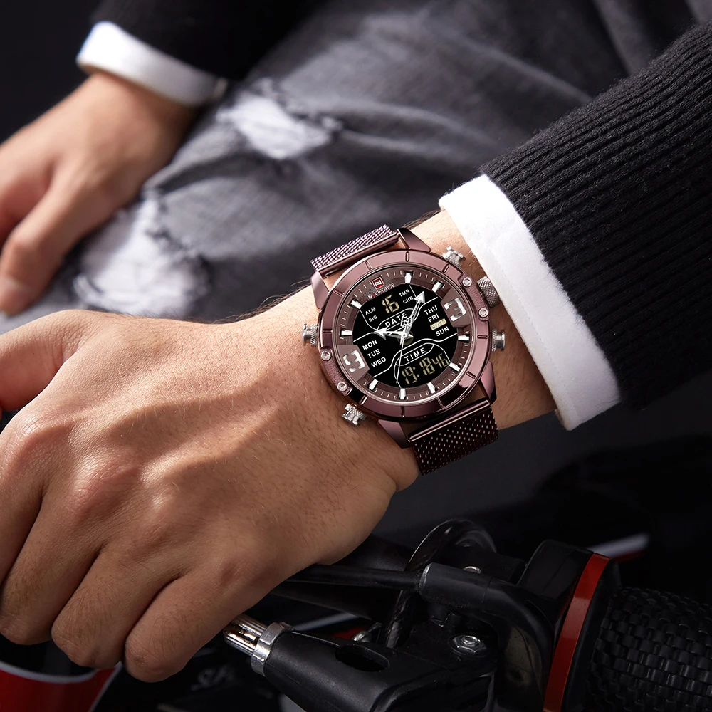 Часы наручные NAVIFORCE Мужские кварцевые брендовые Роскошные водонепроницаемые в