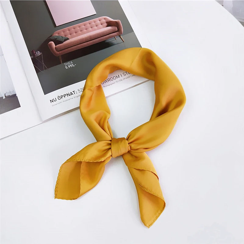 Сплошной цвет платок Дамский маленький квадратный шарф многоцветный модный