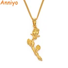 Ожерелье с подвеской в виде цветка розы Anniyo для женщин очаровательные ювелирные изделия Свадебные подарки Африканский арабский золотой цвет подарки на день рождения #196306