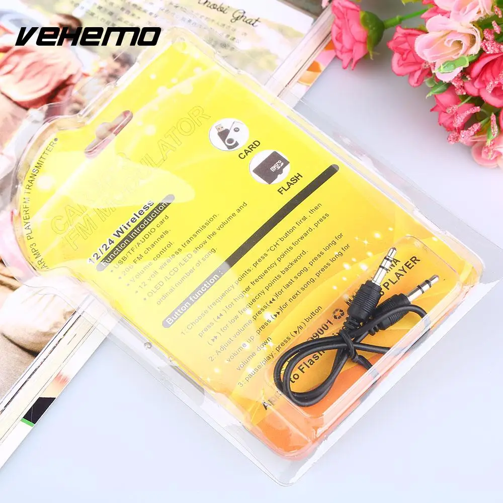 Vehemo 87 5 108 МГц USB AUX FM передатчик адаптер музыкальный плеер автомобильное зарядное