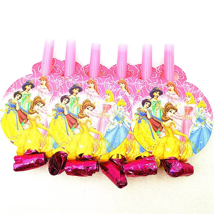 Blow Out-6Pcs Дисней Принцесса Тема Мультфильм партия набор воздушные шары посуда тарелка салфетки баннер день рождения коробка конфет детский душ вечерние украшения - Цвет: Blow Out-6Pcs