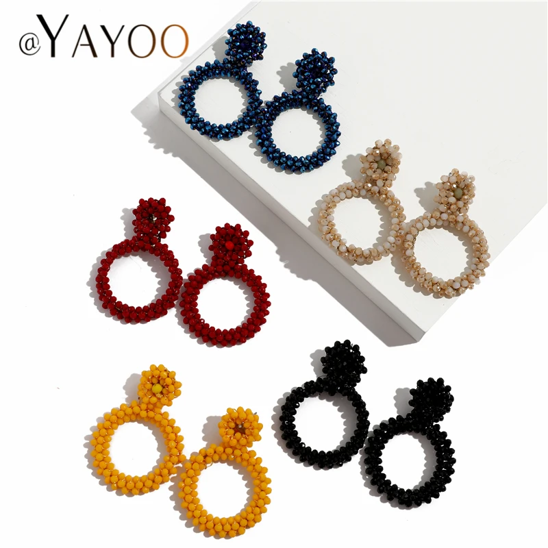 Женские Висячие серьги AYAYOO круглые висячие с бахромой в стиле бохо ювелирные
