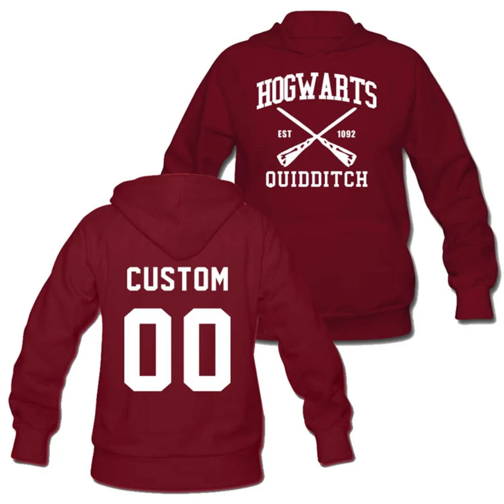 Hogwarts Quidditch Team Hoodie Custom Name Numbers Mens Persionalized Sweatshirts Plus Size S-3XL | Мужская одежда