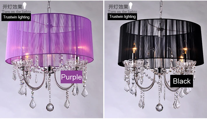 Современная винтажная хрустальная люстра с тканевым абажуром для фойе гостиной