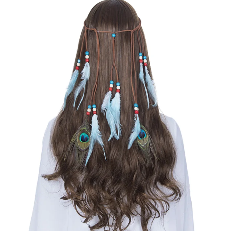 Женская повязка на голову AWAYTR модная Праздничная с перьями в стиле бохо