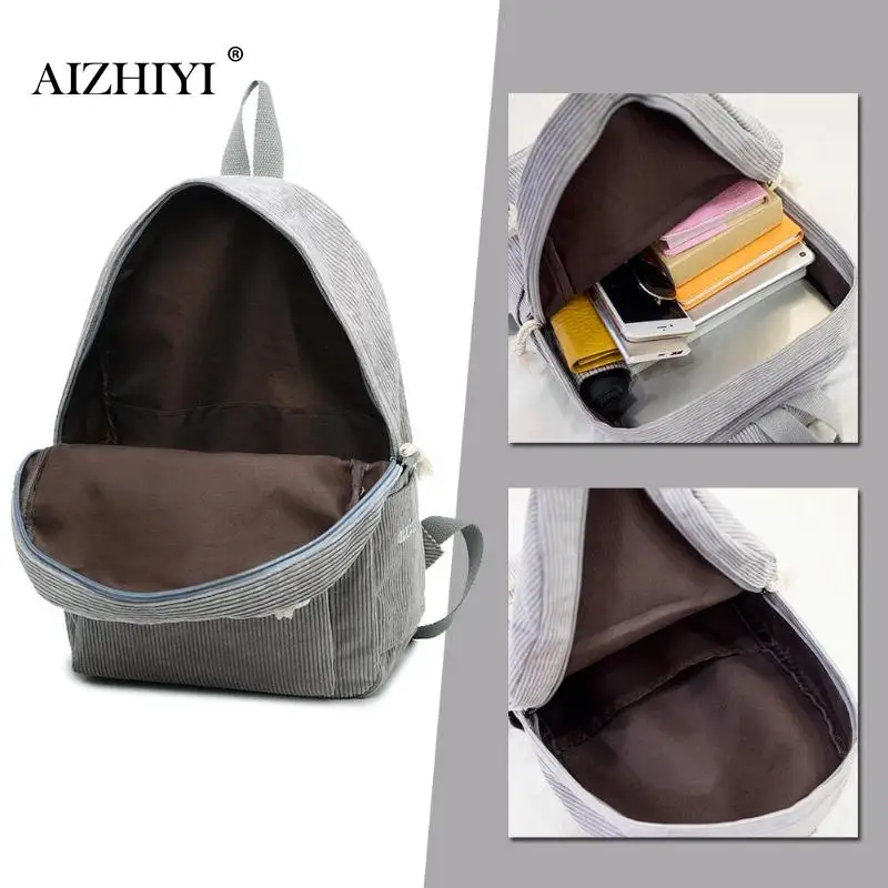 Вельветовые рюкзаки для женщин Mochila Модный зимний Повседневный стильный женский рюкзак в полоску для путешествий школьная сумка для девочек-подростков