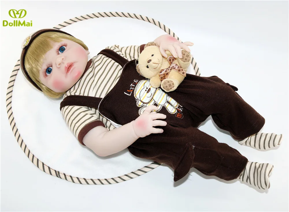 Кукла реборн DollMai кукла мальчик полностью Силиконовое тело куклы младенец