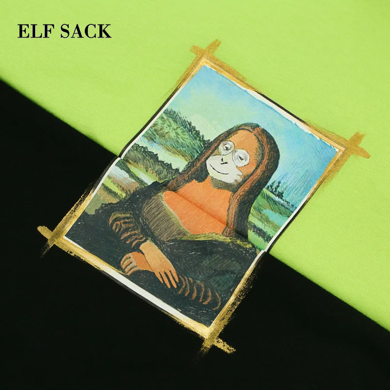 ELFSACK новинка весны 2019 женская футболка хлопок на каждый день круглый вырез