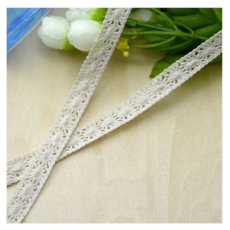 

50meter High Quality Beige Lace Ribbon Fabric Cotton Lace Trim Sewing Material For Decoration Handmade Garment Accessories Craft