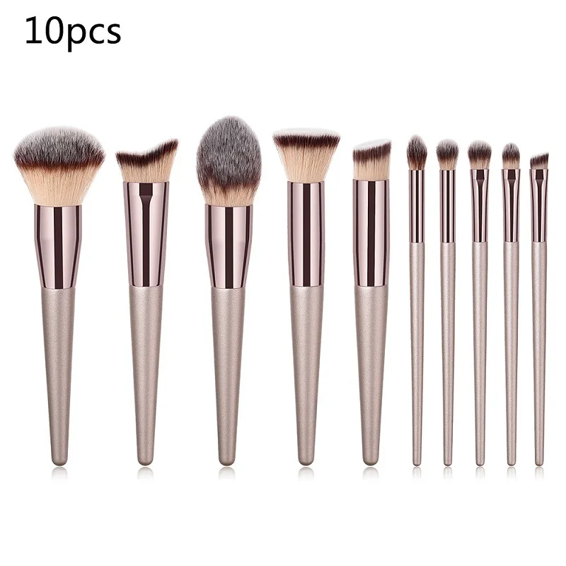 10pcs-2 11/12 шт натуральная щетина кисти для макияжа лица набор для тонального крема Румяна Тени для бровей порошок для ресниц тени для век контурная кисть Maquiagem - Handle Color: 10pcs-2